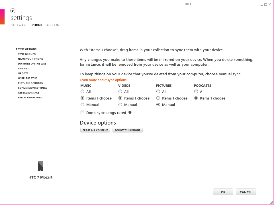 Zune Settings