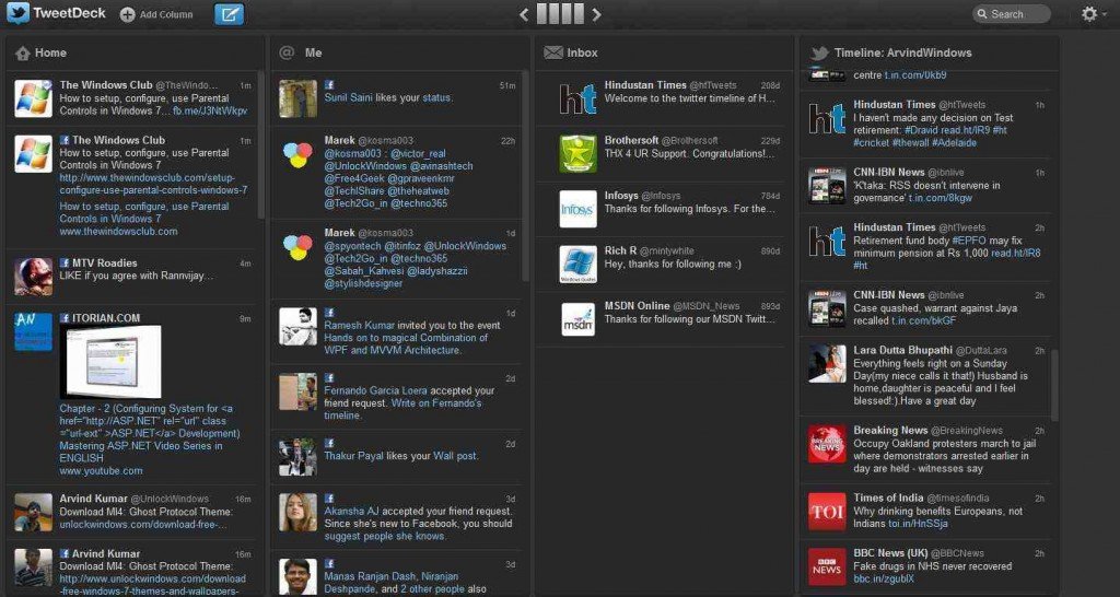 TweetDeck Home