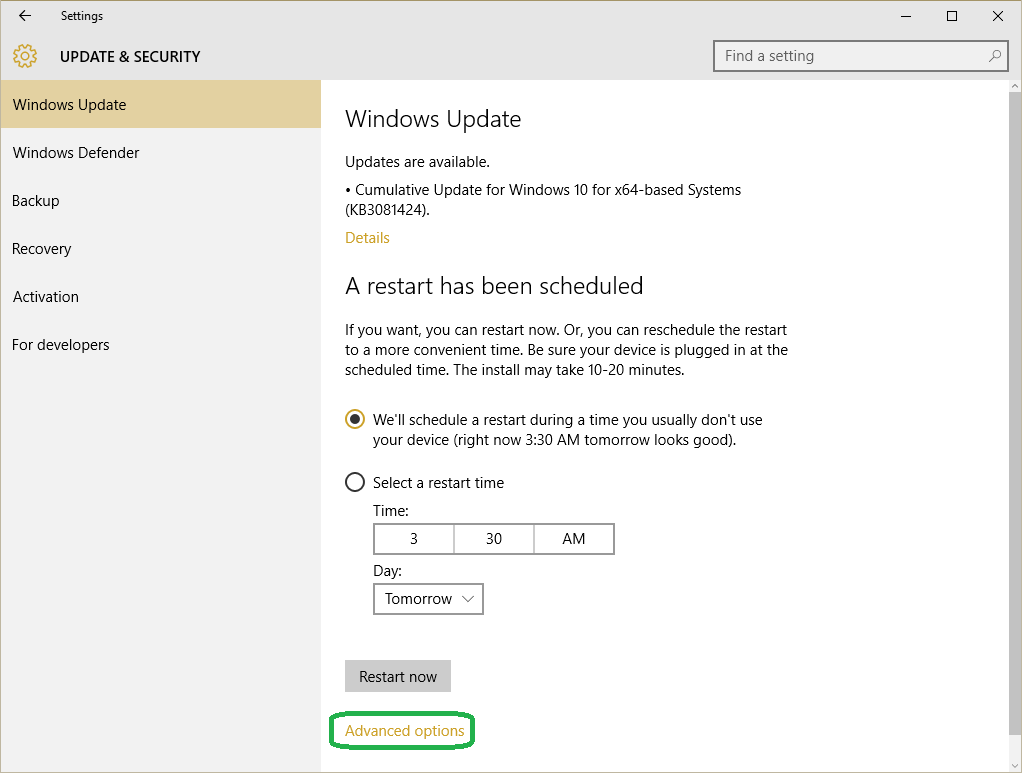 how to open windows update in windows 10
