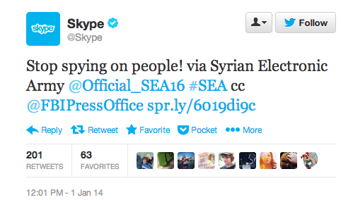 Skype Twitter account hacked by SEA