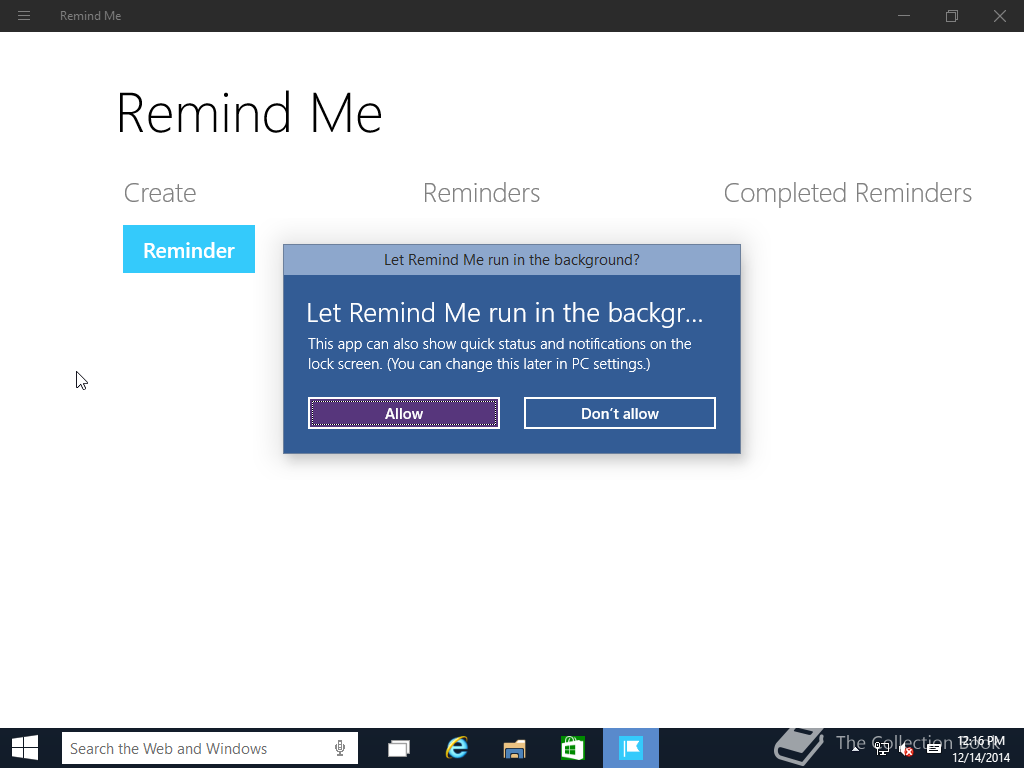 Windows 10 Build 9901 Remind Me