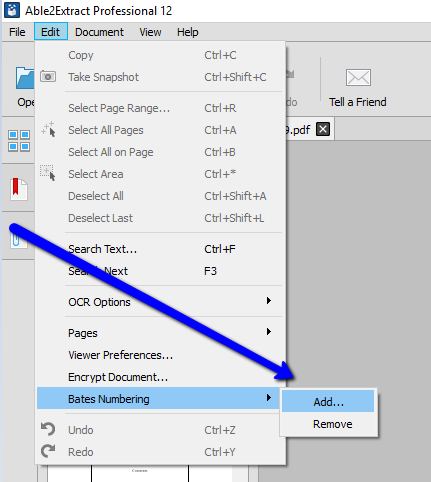 Able2Extract Professional PDf Bates Numbering
